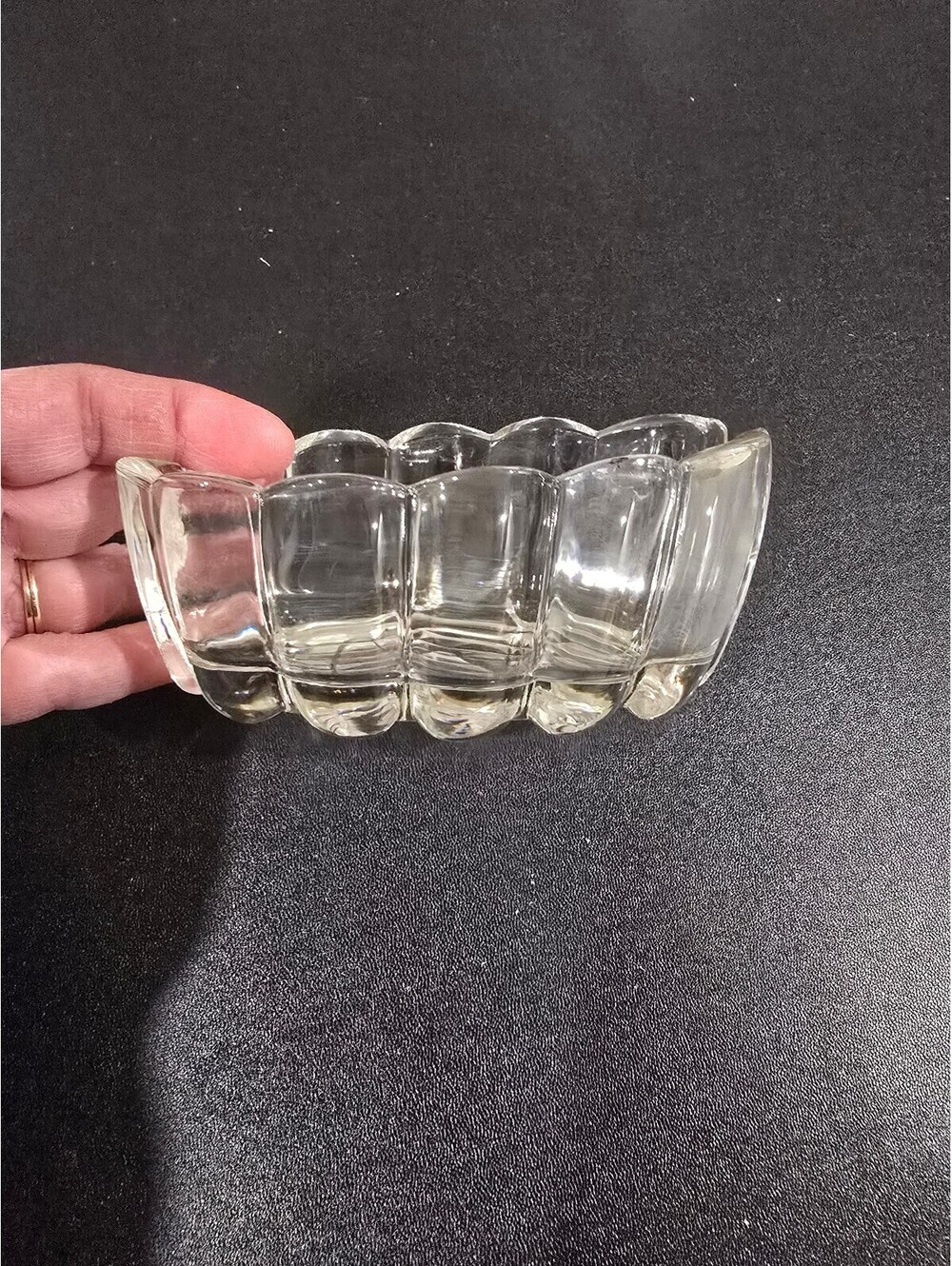 Vtg Princess House Clear Crystal Glass Buffet Spoon & Fork Holder Pattern #438